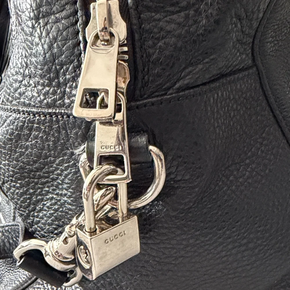 Gucci Black Textured Duffel Bag